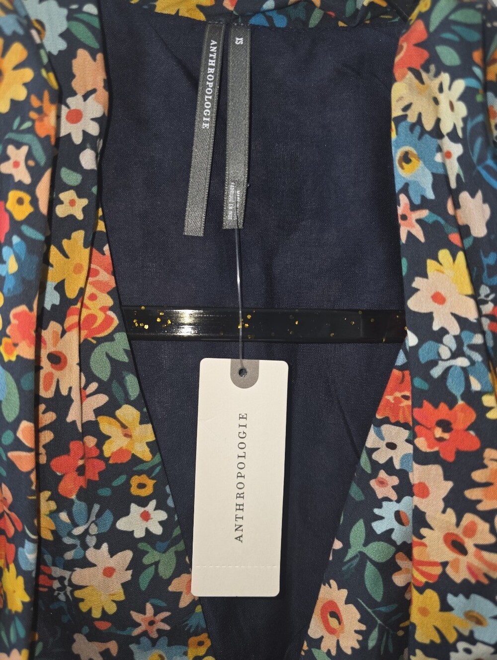 NWT Anthropologie Tommie Mini Shirtdress Navy Floral Size XS - Picture 7 of 8